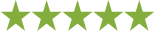 Five green stars in a row representing a five-star rating or review.
