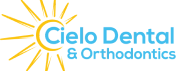 Cielo Dental & Orthodontics logo with sun rays and practice name in blue text.